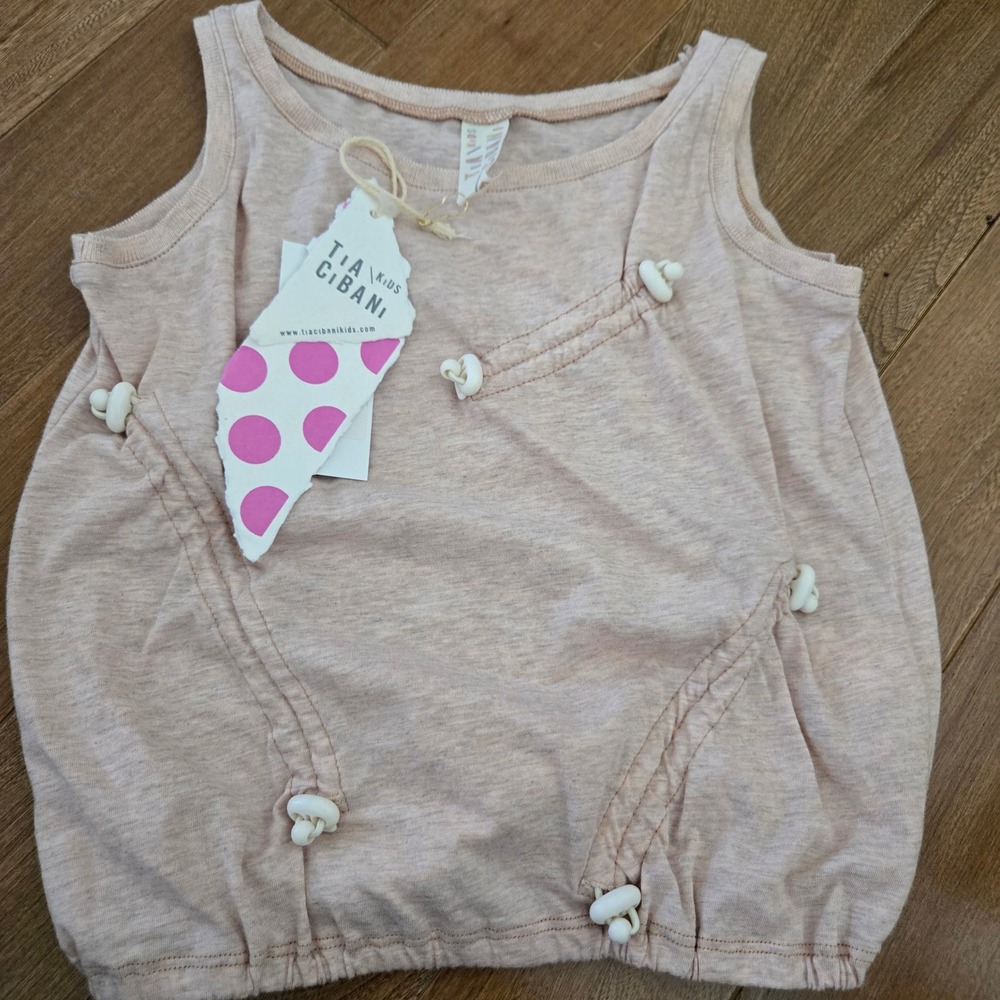 TiA CiBANI KiDS Pink Multi Cinched Shell Tank Top 100% Cotton Designer 3-4T